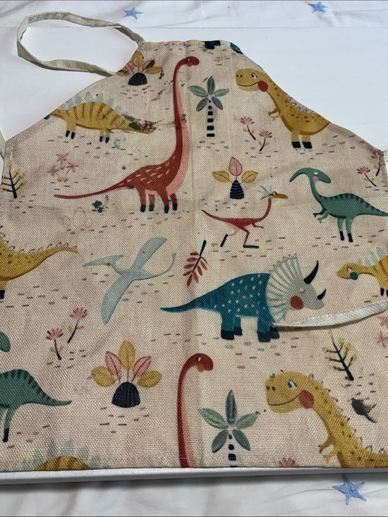 The Unbranded Brand Other - Kids Beige Dinosaur Apron with Multicolor Dino Prints